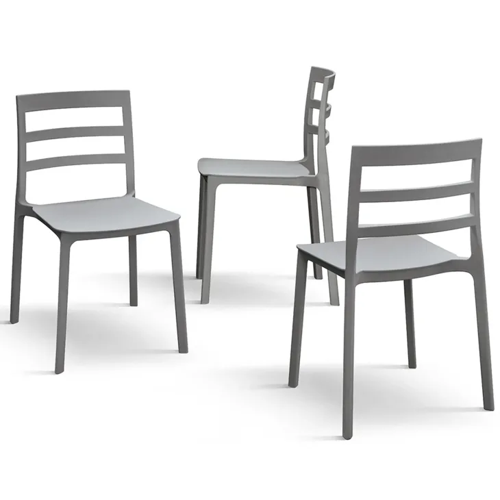 Set 4 sedie da giardino esterno bar dehors impilabili polipropilene grigio Nature