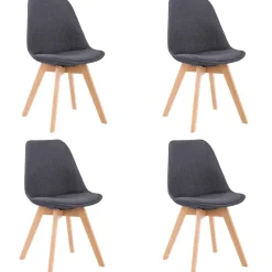 Set 4 sedie imbottite in tessuto con gambe in legno antracite rovere Colette