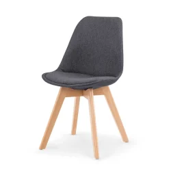 Set 4 sedie imbottite in tessuto con gambe in legno antracite rovere Colette