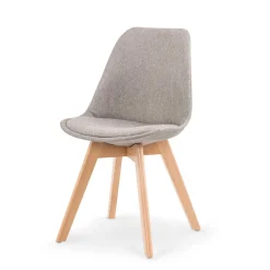 Set 4 sedie imbottite in tessuto con gambe in legno grigio chiaro rovere Colette