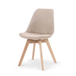 Set 4 sedie imbottite in tessuto con gambe in legno beige rovere Colette