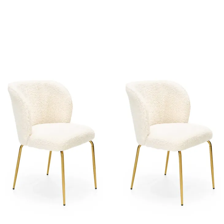 Set 2 sedie imbottite in tessuto bouclé bianco panna Soren