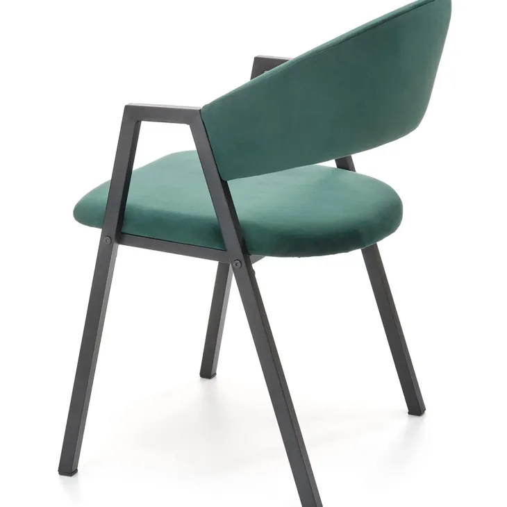 Set 2 sedie imbottite in velluto verde scuro Leandro