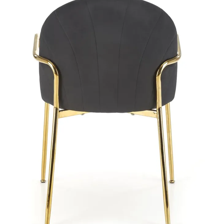 Set 2 sedie imbottite in velluto con braccioli nero beige Arianna