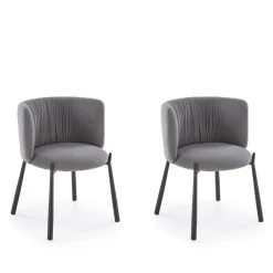 Set 2 sedie imbottite in velluto grigio nero Eterea
