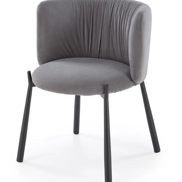 Set 2 sedie imbottite in velluto grigio nero Eterea