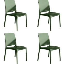 Set 4 sedie in polipropilene impilabili verde Tape Gihome®