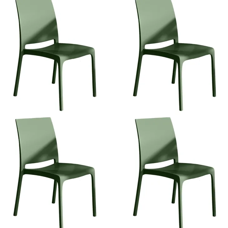 Set 4 sedie in polipropilene impilabili verde Tape Gihome®