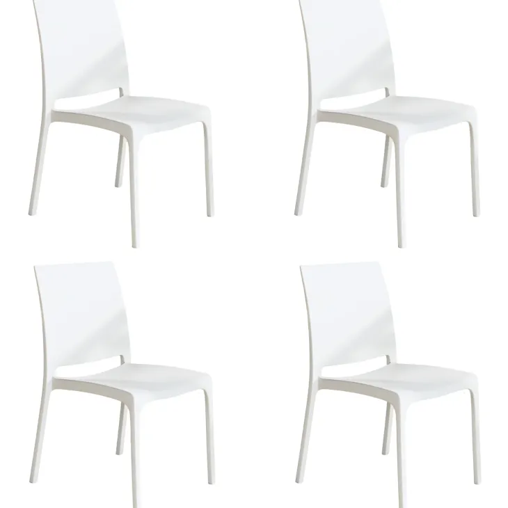 Set 4 sedie in polipropilene impilabili bianca Tape Gihome®