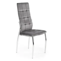 Set 4 sedie moderne imbottite in velluto grigio acciaio cromato Reina