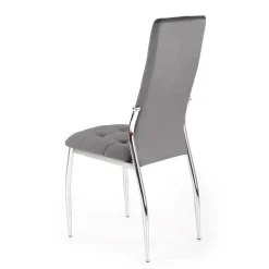 Set 4 sedie moderne imbottite in velluto grigio acciaio cromato Reina