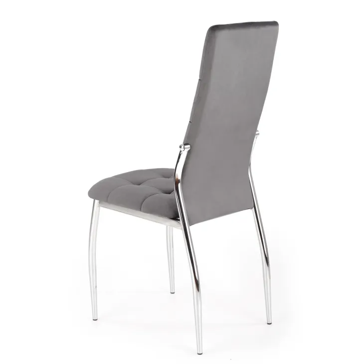 Set 4 sedie moderne imbottite in velluto grigio acciaio cromato Reina