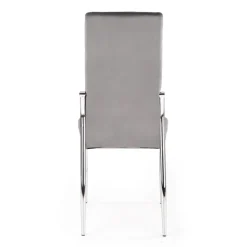 Set 4 sedie moderne imbottite in velluto grigio acciaio cromato Reina
