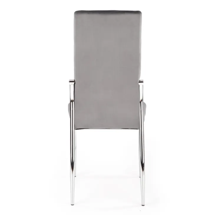 Set 4 sedie moderne imbottite in velluto grigio acciaio cromato Reina