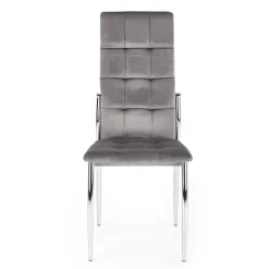Set 4 sedie moderne imbottite in velluto grigio acciaio cromato Reina