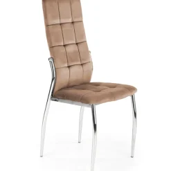 Set 4 sedie moderne imbottite in velluto beige acciaio cromato Reina