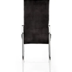 Set 4 sedie moderne imbottite in velluto nero acciaio cromato Reina