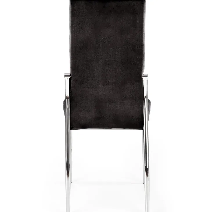 Set 4 sedie moderne imbottite in velluto nero acciaio cromato Reina