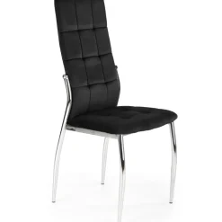 Set 4 sedie moderne imbottite in velluto nero acciaio cromato Reina