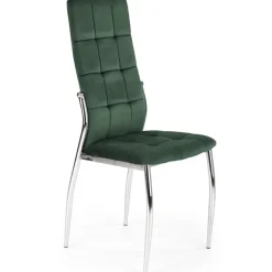 Set 4 sedie moderne imbottite in velluto verde acciaio cromato Reina