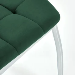 Set 4 sedie moderne imbottite in velluto verde acciaio cromato Reina