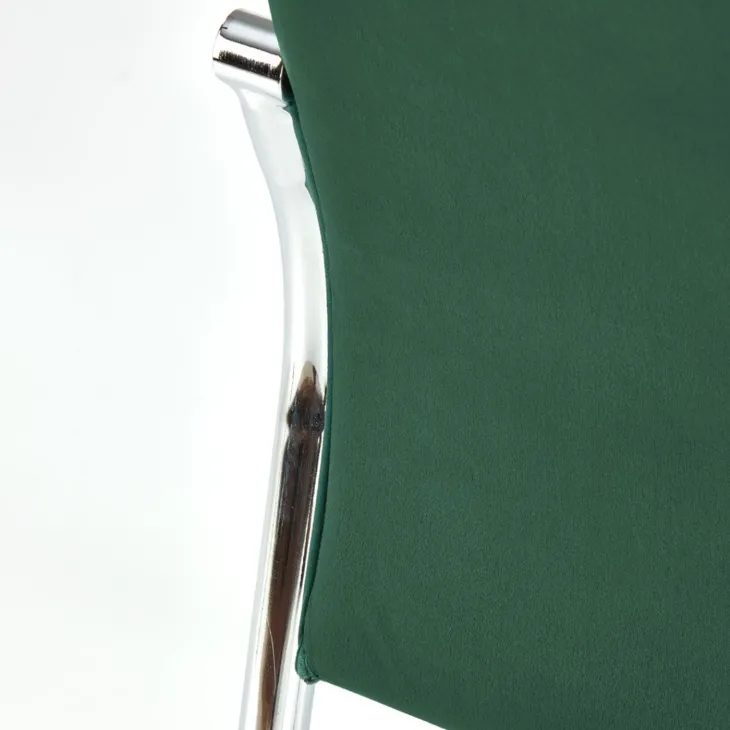 Set 4 sedie moderne imbottite in velluto verde acciaio cromato Reina