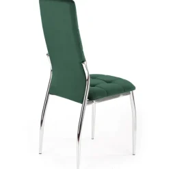 Set 4 sedie moderne imbottite in velluto verde acciaio cromato Reina