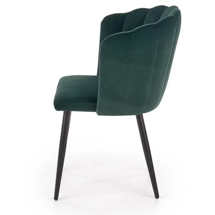 Set 2 sedie poltroncine sala da pranzo imbottite in velluto verde nero Cinzia