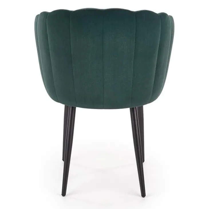 Set 2 sedie poltroncine sala da pranzo imbottite in velluto verde nero Cinzia