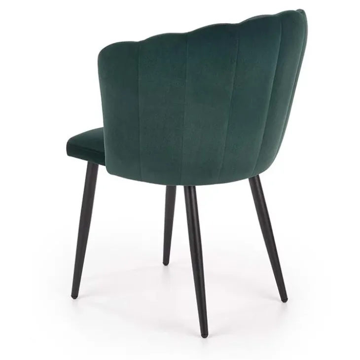 Set 2 sedie poltroncine sala da pranzo imbottite in velluto verde nero Cinzia