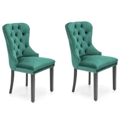Set 2 sedie sala da pranzo classiche in tessuto verde scuro Briar