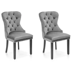 Set 2 sedie sala da pranzo classiche in tessuto grigio Briar