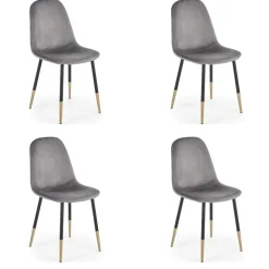 Set 4 sedie sala da pranzo imbottite in velluto acciaio grigio Nubia