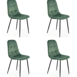 Set 4 sedie sala da pranzo imbottite in velluto verde Amos