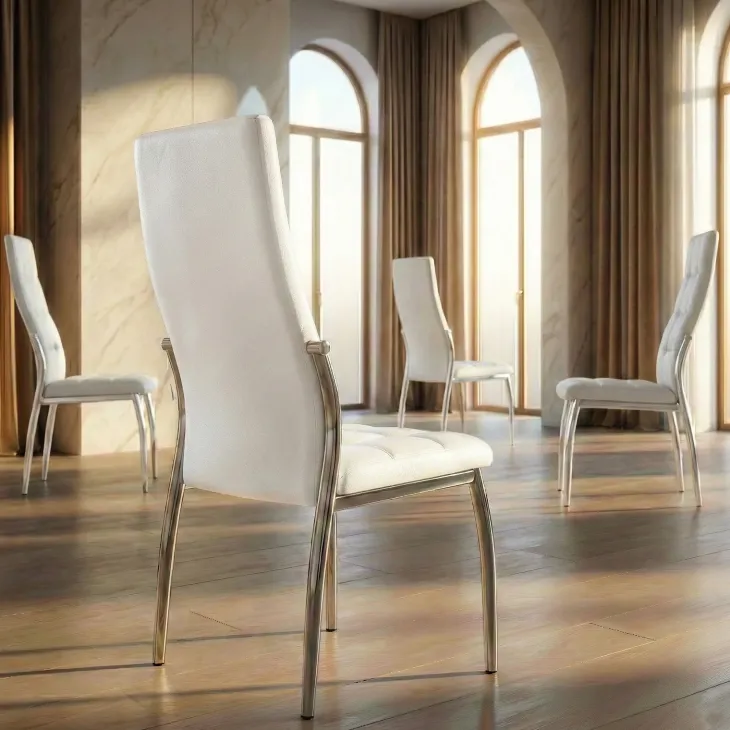 Set 4 sedie sala da pranzo imbottite in ecopelle bianco e struttura acciaio Sveva Gihome®