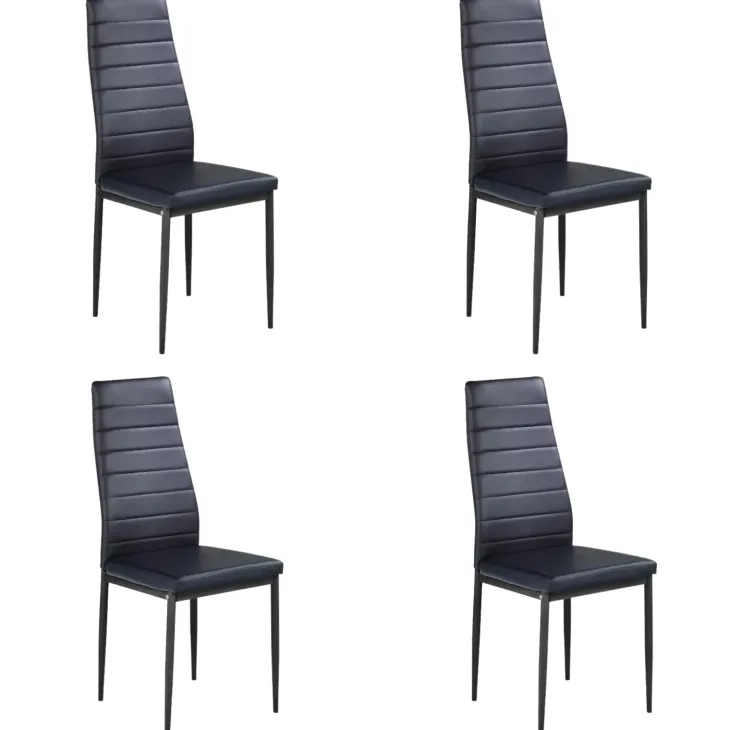 Set 4 sedie sala da pranzo imbottite in ecopelle nero Vittoria