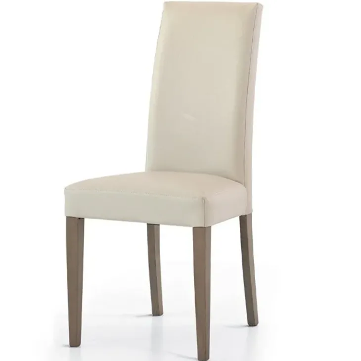 Set 4 sedie sala da pranzo imbottite in ecopelle moderne bianco avorio Bice Gihome®