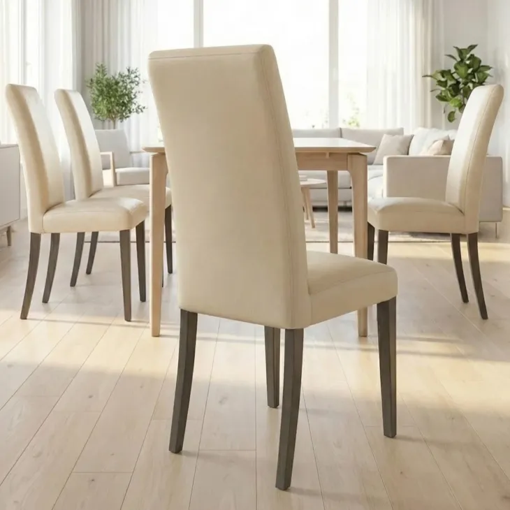Set 4 sedie sala da pranzo imbottite in ecopelle moderne bianco avorio Bice Gihome®