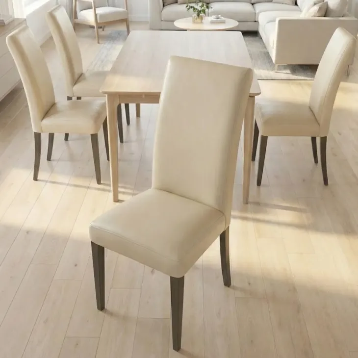 Set 4 sedie sala da pranzo imbottite in ecopelle moderne bianco avorio Bice Gihome®