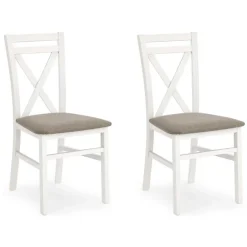 Set 2 sedie sala da pranzo imbottite in tessuto stile shabby bianco beige Janet