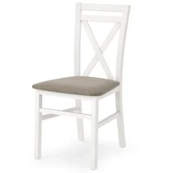 Set 2 sedie sala da pranzo imbottite in tessuto stile shabby bianco beige Janet