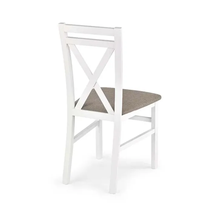 Set 2 sedie sala da pranzo imbottite in tessuto stile shabby bianco beige Janet