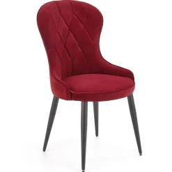 Set 2 sedie sala da pranzo imbottite in velluto rosso bordeaux Vera