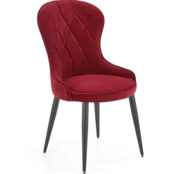 Set 2 sedie sala da pranzo imbottite in velluto rosso bordeaux Vera