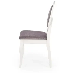 Set 2 sedie sala da pranzo imbottite in tessuto grigio bianco Adna