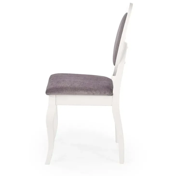 Set 2 sedie sala da pranzo imbottite in tessuto grigio bianco Adna