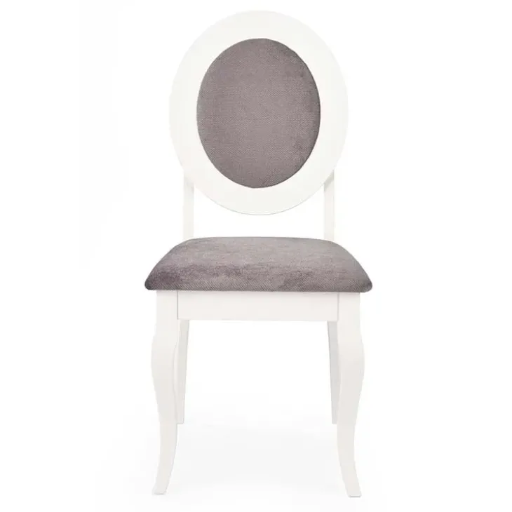 Set 2 sedie sala da pranzo imbottite in tessuto grigio bianco Adna