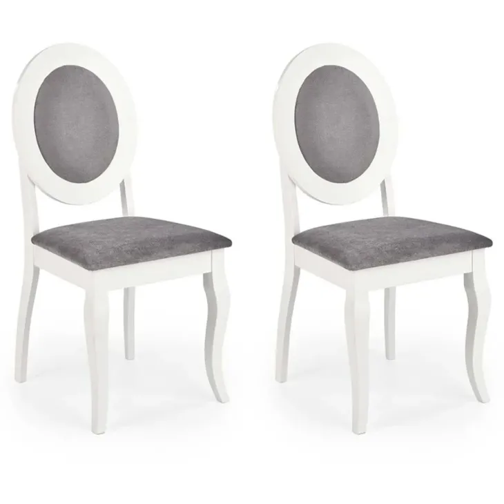 Set 2 sedie sala da pranzo imbottite in tessuto grigio bianco Adna