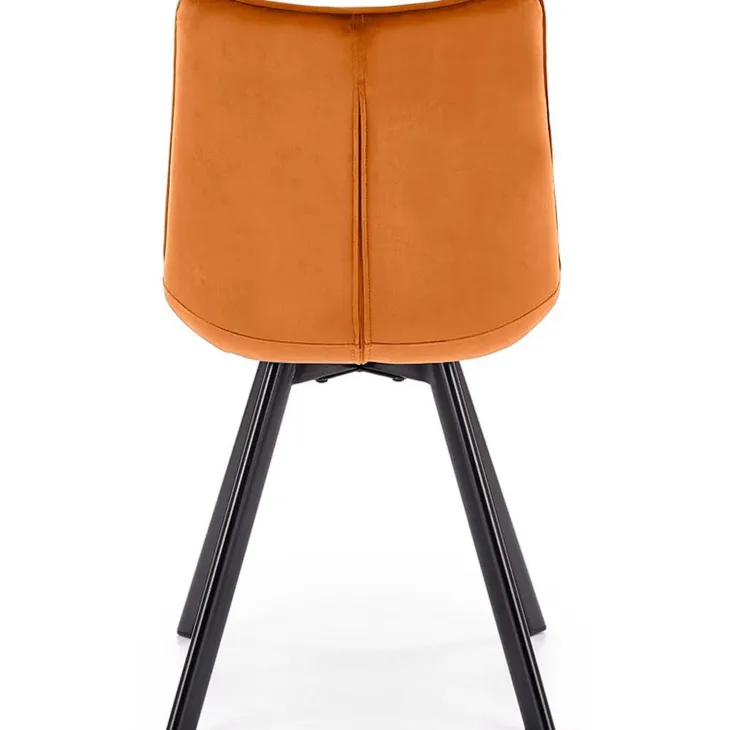 Set 2 sedie sala da pranzo imbottite in velluto arancio terracotta Tessa