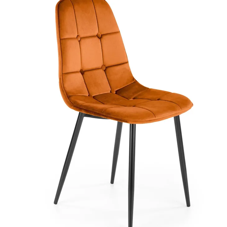 Set 4 sedie sala da pranzo imbottite in velluto arancio terracotta Amos